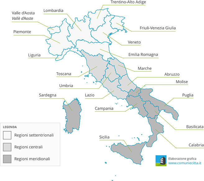 Mappa delle Regioni italiane